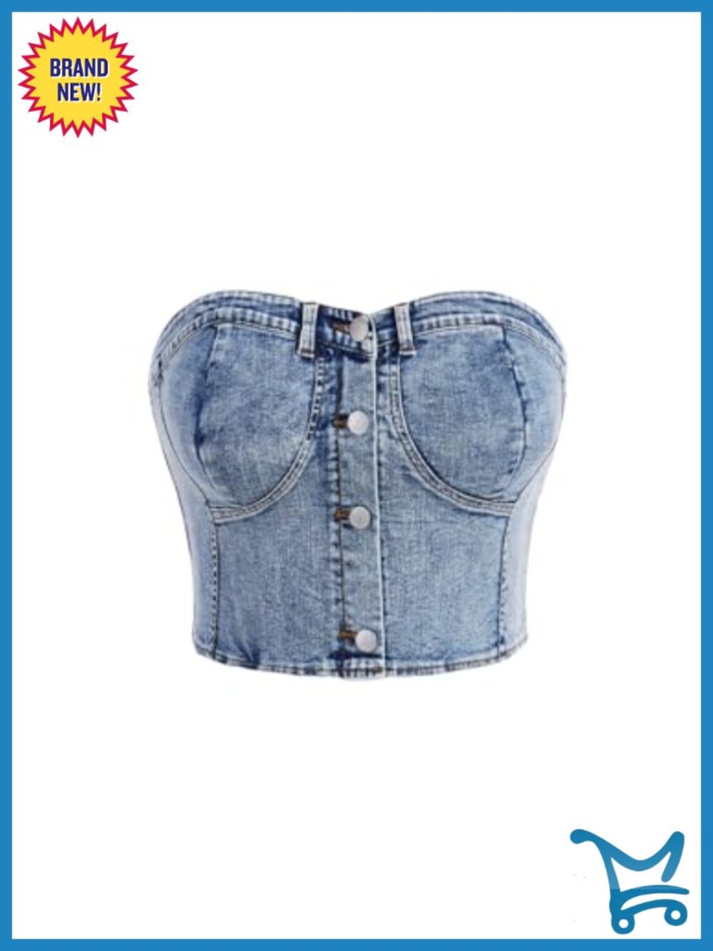 Plus Size Denim Tube Top Strapless Shirred Crop Jean Bandeau